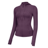 lu sports hooded jacket for women, new spring and autumn slim-fit professional quick-dry yoga fitness top