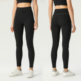 Brushed high-waisted yoga pants for women, tight-fitting, butt-lifting, elastic fitness sports pants, breathable, slimming, quick-drying, high elasticity