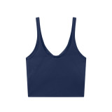 Navel-revealing top with chest pads, shockproof, can be worn as an outer layer or inner layer, beautiful back sports bra, yoga tank top, quick-drying for sports