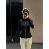 Spring/Summer 4.0 New Model Women's Quick-Dry Stretch Slim Fit Sports Jacket with Gold Zipper and Brushed Stand Collar for Yoga