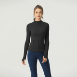 Fleece-lined jacket, quick-dry slim-fit coat for women, Define sports casual top, yoga wear, same style long sleeve