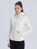 lu Autumn and Winter Cardigan CrossChil Waterproof Hooded Yoga Jacket Sports Jacket with Fleece for Women Softshell Jacket