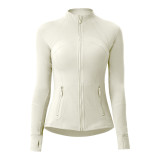 lu autumn and winter skin-friendly double-sided brushed elastic defi top sports slim-fit stand-up collar jacket yoga coat for women