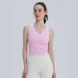 Summer sports outerwear vest, same style, short length, with chest pads, breathable, shockproof, suitable for running, fitness, and yoga