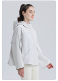 New autumn and winter loose-fitting fleece-lined warm waterproof windproof drawstring softshell jacket for women