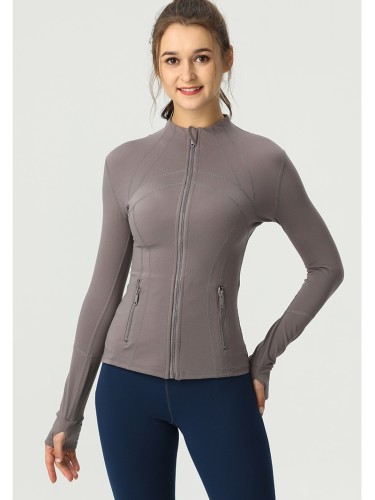 Spring and Autumn New Quick-Dry Defin Zipper Slim Fit Stretch Slimming Stand-Up Collar Sports Casual Fitness Yoga Jacket