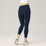 Lu brushed fabric, butt-lifting, quick-drying, elastic V-shaped waist, suitable for outdoor wear, sports yoga peach butt T-line tight leggings that make legs look longer