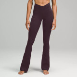 V-shaped high-waisted, leg-lengthening, brushed fabric, naked-feel, butt-lifting, peach-shaped yoga pants for women, suitable for outdoor wear
