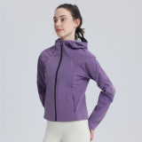 New autumn sports outdoor hooded jacket, waterproof, sun-protective, slim-fit, short, lightweight women's windbreaker