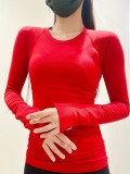 lu yoga wear seamless one-piece swif2.0 long-sleeve sports T-shirt for women, quick-dry slim-fit base shirt for fitness