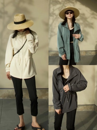 lu Air Cotton Cinch Waist Stand Collar Zipper Commuting Casual Sports Yoga Jacket for Women with Waist Slimming Effect
