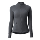 Fleece-lined jacket, quick-dry slim-fit coat for women, Define sports casual top, yoga wear, same style long sleeve