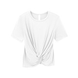 Short-sleeved, waist-cinching yoga top, tight-fitting women's outdoor Crescen round-neck sports T-shirt, breathable new model