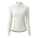 lu autumn and winter skin-friendly double-sided brushed elastic defi top sports slim-fit stand-up collar jacket yoga coat for women