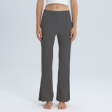 Slightly flared yoga pants for outdoor wear, high elasticity, butt-lifting, quick-dry, casual sports pants with zipper at the hem, ribbed yoga bell-bottom pants