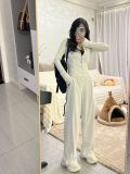 lu loose wide-leg straight floor-length pants casual scuba stretch corduroy sweatpants for women slimming winter