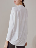 lu's same style spring-summer off-shoulder sports loose-fitting turtle-back long-sleeve yoga T-shirt