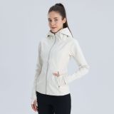 lu Autumn and Winter Cardigan CrossChil Waterproof Hooded Yoga Jacket Sports Jacket with Fleece for Women Softshell Jacket