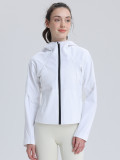 New autumn sports outdoor hooded jacket, waterproof, sun-protective, slim-fit, short, lightweight women's windbreaker