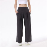 Autumn Thin High-Waisted High-Elastic Slimming Yoga Wide-Leg Pants for Commuting and Casual Wear for Women