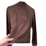 Summer Rulu Women's Ribbed Half-Zip Shirt Sports Top High Elasticity Yoga Long Sleeve T-Shirt High Stretch
