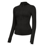 lu sports hooded jacket for women, new spring and autumn slim-fit professional quick-dry yoga fitness top