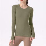 lu yoga wear seamless one-piece swif2.0 long-sleeve sports T-shirt for women, quick-dry slim-fit base shirt for fitness