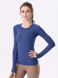lu yoga wear seamless one-piece swif2.0 long-sleeve sports T-shirt for women, quick-dry slim-fit base shirt for fitness