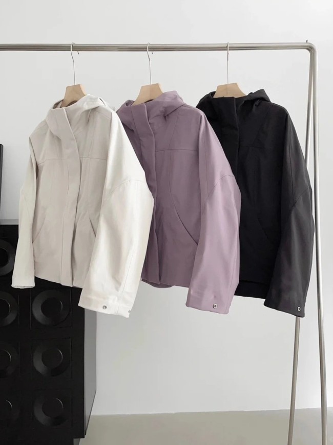 Spring and Autumn Lu Lu Fleece-Lined Hooded Waterproof Windbreaker Jacket for Women, Fully Sealed, Loose Fit, Soft Shell Outdoor Jacket