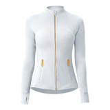lu autumn and winter skin-friendly double-sided brushed elastic defi top sports slim-fit stand-up collar jacket yoga coat for women