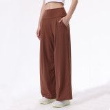 Autumn Thin High-Waisted High-Elastic Slimming Yoga Wide-Leg Pants for Commuting and Casual Wear for Women