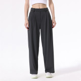 Yoga Pants Daydri Women's High-Waisted Long Pants, Loose Fit, Straight-Leg Sports Pants, Commuting Casual Trousers