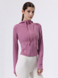 lu yoga jacket for women, new hooded short slim-fit sports top, gym training wear, quick-drying and breathable