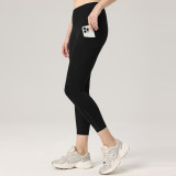 Women's yoga pants with pockets, double-sided brushed fabric, high-waisted, butt-lifting, sports leggings that make legs look longer