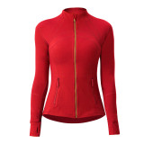 lu autumn and winter skin-friendly double-sided brushed elastic defi top sports slim-fit stand-up collar jacket yoga coat for women