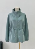 lu Air Cotton Cinch Waist Stand Collar Zipper Commuting Casual Sports Yoga Jacket for Women with Waist Slimming Effect