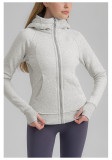 scub full-zip slim-fit thickened cardigan jacket, thickened autumn and winter women's hooded sports sweatshirt