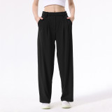 Yoga Pants Daydri Women's High-Waisted Long Pants, Loose Fit, Straight-Leg Sports Pants, Commuting Casual Trousers