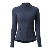 lu autumn and winter skin-friendly double-sided brushed elastic defi top sports slim-fit stand-up collar jacket yoga coat for women