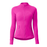 lu autumn and winter skin-friendly double-sided brushed elastic defi top sports slim-fit stand-up collar jacket yoga coat for women