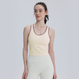 Summer sports outerwear vest, same style, short length, with chest pads, breathable, shockproof, suitable for running, fitness, and yoga