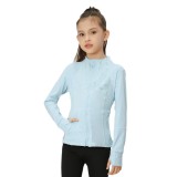 Spring and summer LU children's clothing same style defin double-sided brushed top slim-fit stand-up collar sports yoga jacket for women