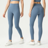 Brushed high-waisted yoga pants for women, tight-fitting, butt-lifting, elastic fitness sports pants, breathable, slimming, quick-drying, high elasticity