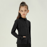 Spring and summer LU children's clothing same style defin double-sided brushed top slim-fit stand-up collar sports yoga jacket for women