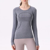 lu yoga wear seamless one-piece swif2.0 long-sleeve sports T-shirt for women, quick-dry slim-fit base shirt for fitness