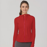 defin hooded spring-summer slim-fit yoga jacket for fitness, sports, outdoor running, body shaping, high elasticity, comfortable and quick-drying