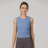 Ribbed top allittak slim-fit sleeveless sports yoga tank top for women, tight-fitting, waist-cinching, quick-drying