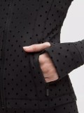 Polka Dot Flocked Stand Collar Yoga Top for Women, Fitness Tight Top, Slim Fit, Slimming, Casual Yoga Jacket