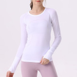 lu yoga wear seamless one-piece swif2.0 long-sleeve sports T-shirt for women, quick-dry slim-fit base shirt for fitness