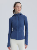 defin hooded spring-summer slim-fit yoga jacket for fitness, sports, outdoor running, body shaping, high elasticity, comfortable and quick-drying